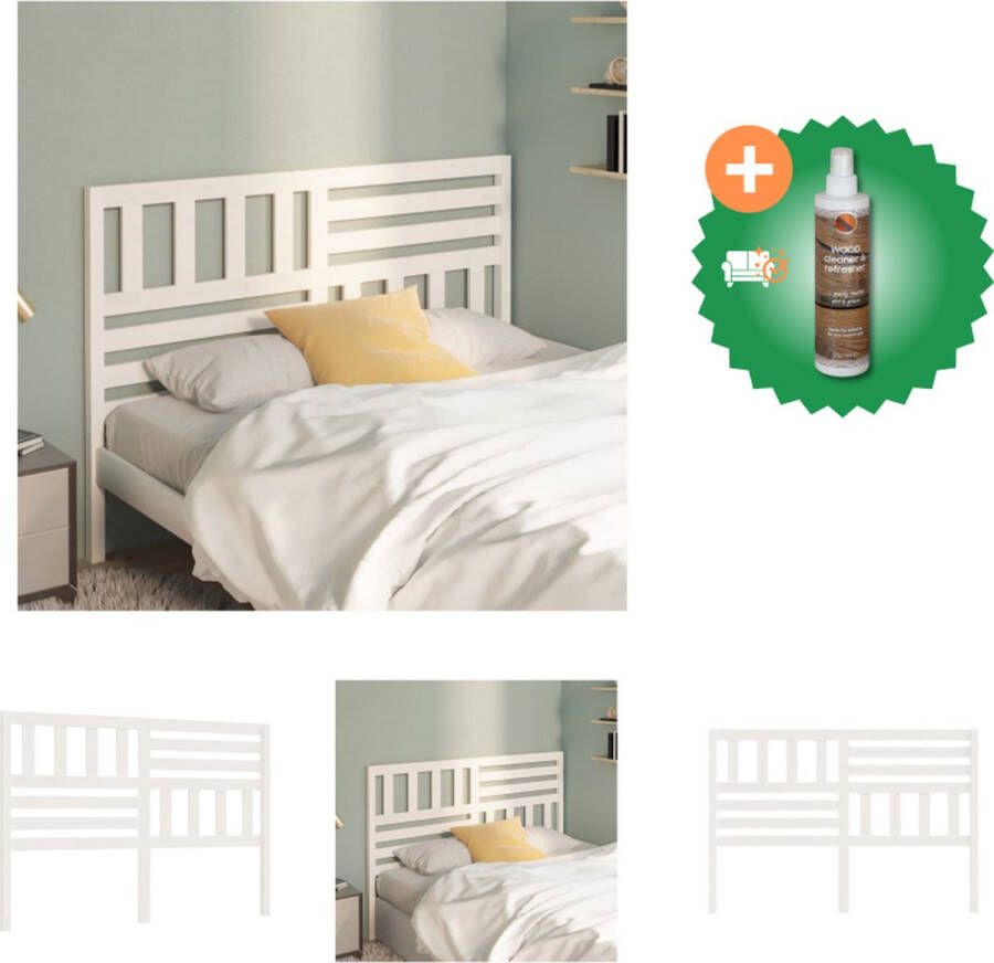 VidaXL Houten Hoofdeinde Klassiek Hoofdbord Afmetingen- 141 x 4 x 100 cm Kleur- wit Bedonderdeel Inclusief Houtreiniger en verfrisser - Foto 2