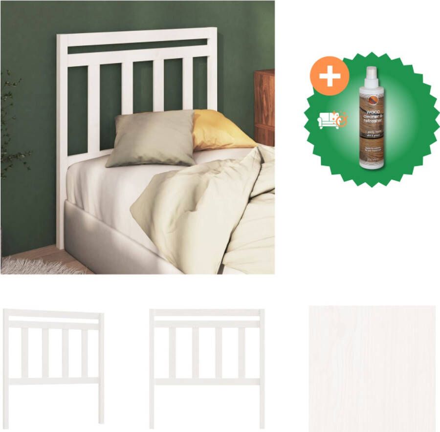 VidaXL Hoofdbord Grenenhout Wit 81 x 4 x 100 cm Klassiek design Bedonderdeel Inclusief Houtreiniger en verfrisser - Foto 4