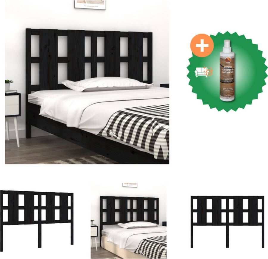 VidaXL Hoofdbord Grenenhout Zwart 145.5 x 4 x 100 cm Rustiek design Bedonderdeel Inclusief Houtreiniger en verfrisser