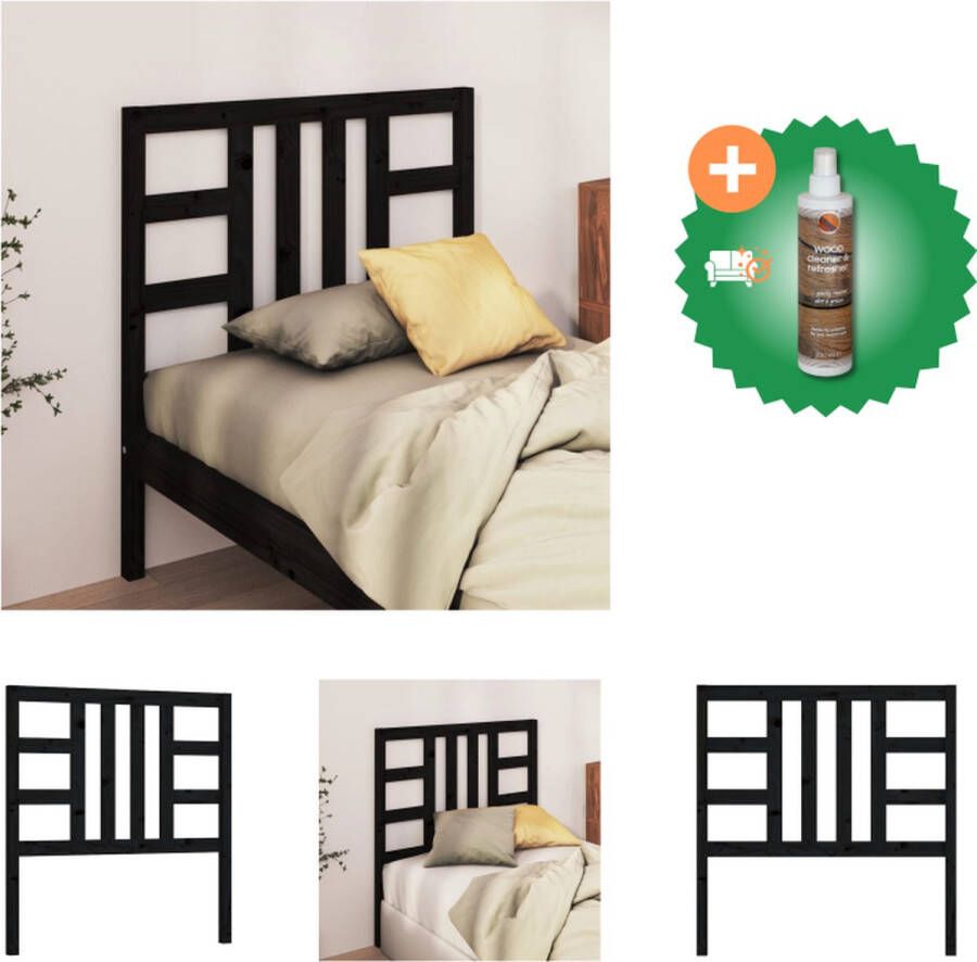 VidaXL Houten Hoofdeinde Rustieke Charme Hoofdbord 96 x 4 x 100 cm Zwart Bedonderdeel Inclusief Houtreiniger en verfrisser - Foto 5