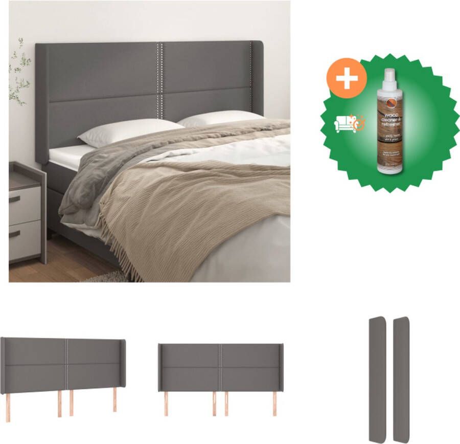 VidaXL Hoofdbord Grijs Kunstleer Verstelbaar 163 x 16 x 118 128 cm Bedonderdeel Inclusief Houtreiniger en verfrisser