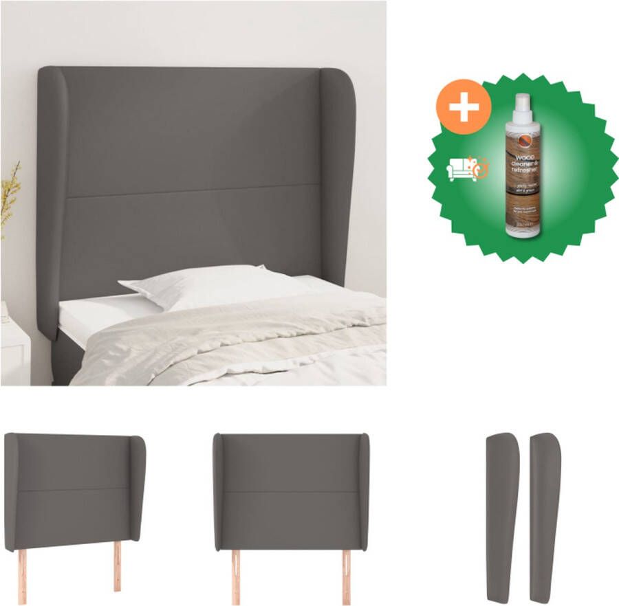 VidaXL Hoofdbord Grijs Kunstleer Verstelbare hoogte Stevige poten Comfortabele ondersteuning 83x23x118 128cm Bedonderdeel Inclusief Houtreiniger en verfrisser