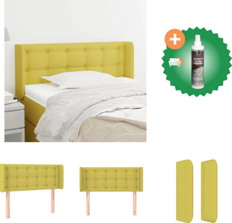 VidaXL Hoofdbord Groen 103 x 16 x 78 88 cm Trendy ontwerp Duurzame stof en houten poten Bedonderdeel Inclusief Reiniger