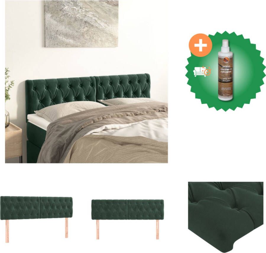 VidaXL Hoofdbord Groen 144 x 7 x 78 88 cm Verstelbaar Comfortabel Bedonderdeel Inclusief Houtreiniger en verfrisser