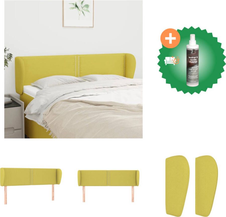 VidaXL Hoofdbord Groen 147 x 23 x 78 88 cm Duurzaam stof houten poten verstelbare hoogte comfortabele ondersteuning elegant ontwerp Bedonderdeel Inclusief Reiniger