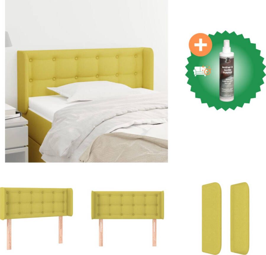 VidaXL Hoofdbord Groen 93x16x78 88 cm Trendy Ontwerp Duurzaam Materiaal Stevige Houten Poten Verstelbare Hoogte Comfortabele Ondersteuning Bedonderdeel Inclusief Reiniger