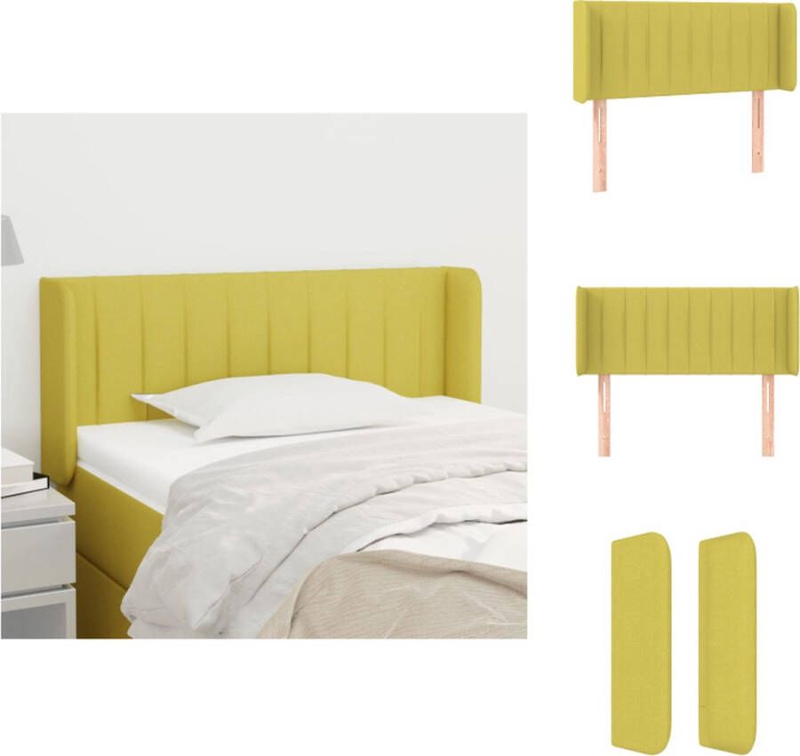 VidaXL Hoofdbord Hoofdborden Hoofdeinde Houten Hoofdbord met randen 93x16x78 88 cm stof groen - Foto 2