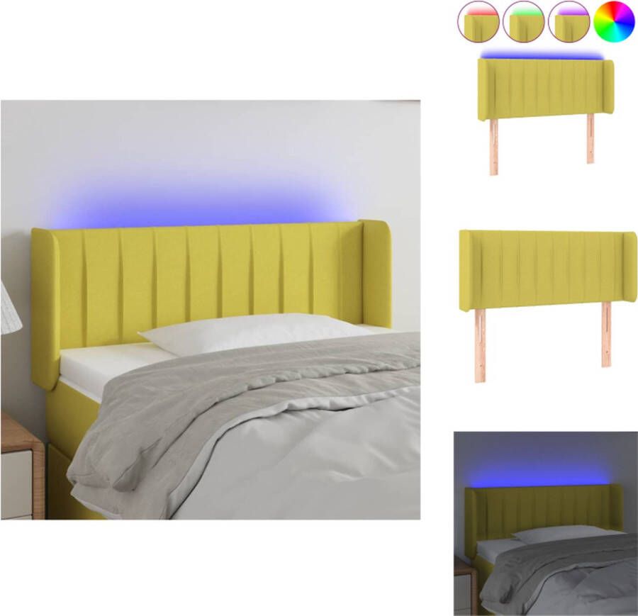 VidaXL Hoofdbord Groen LED 103x16x78 88cm Duurzaam stof Verstelbare hoogte Kleurrijke LED-verlichting Snijdbare LED-strip Bedonderdeel