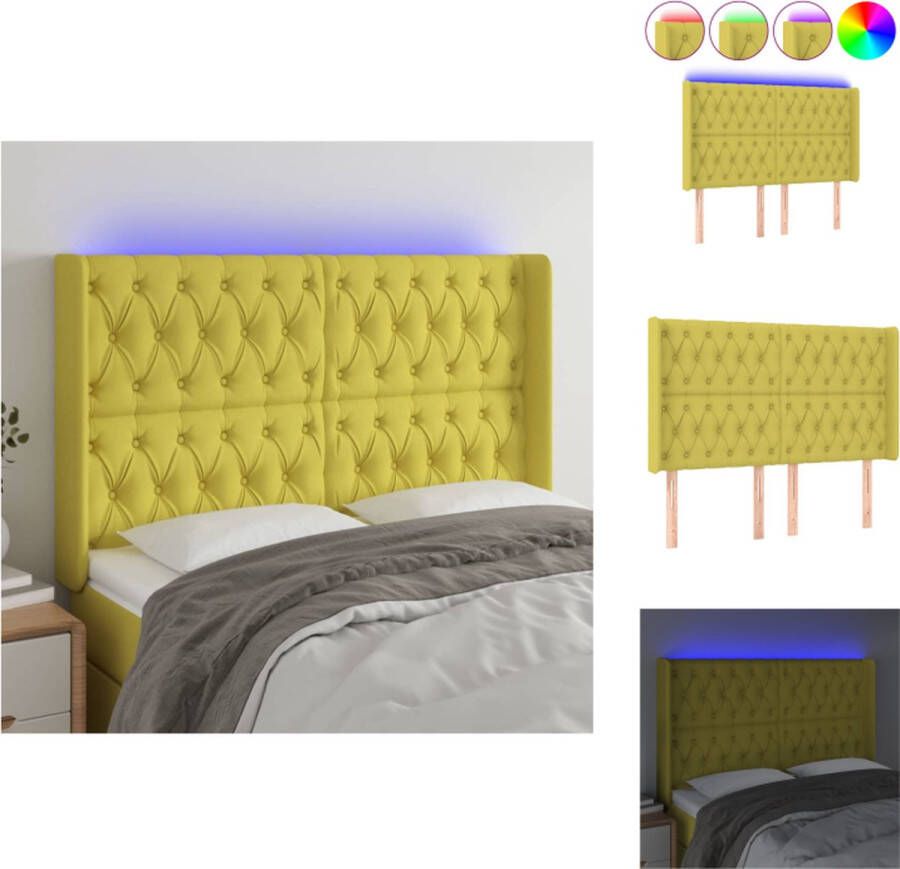 VidaXL Hoofdbord Groen LED-verlichting Verstelbare hoogte Comfortabele ondersteuning Snijdbare LED-strip Bedonderdeel