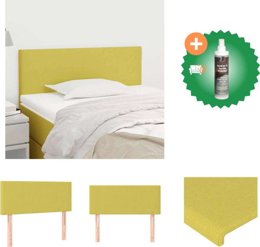 VidaXL Hoofdbord Groen Stijlvol Ontwerp Ademende en Duurzame Stof Verstelbare Hoogte Stevige Houten Poten Comfortabele Rugondersteuning 100x5x78 88 cm Bedonderdeel Inclusief Reiniger