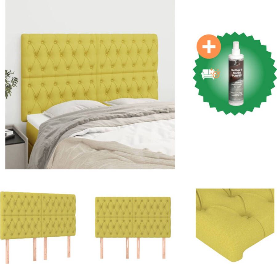 VidaXL Hoofdbord groen stof 144 x 7 x 118 128 cm verstelbare hoogte comfortabele ondersteuning duurzaam materiaal Bedonderdeel Inclusief Reiniger