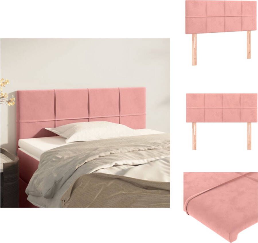 VidaXL Hoofdbord Klassiek Ontwerp Fluwelen Stof Stevige Poten Verstelbare Hoogte Comfortabele Ondersteuning Roze 100x5x78 88cm Bedonderdeel - Foto 3