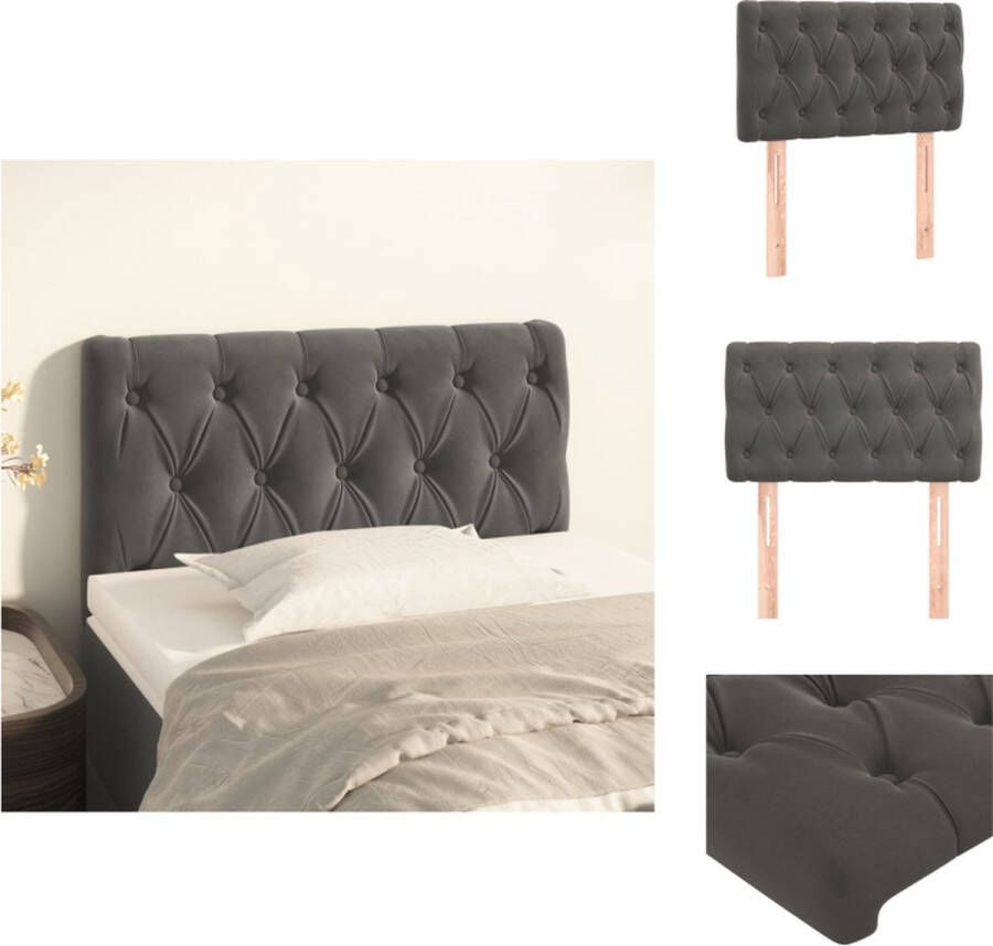 VidaXL Hoofdbord Hoofdborden Hoofdeinde Houten Hoofdbord 80x7x78 88 cm fluweel donkergrijs - Foto 2
