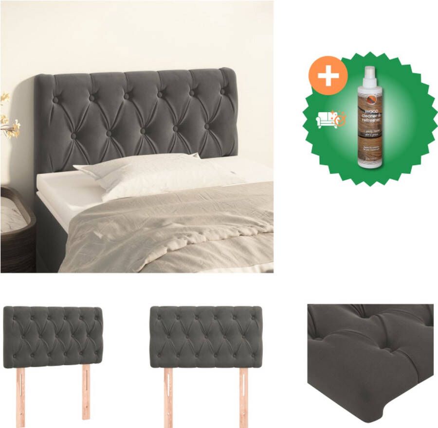 VidaXL Hoofdbord Hoofdborden 80x7x78 88 cm Donkergrijs Bedonderdeel Inclusief Houtreiniger en verfrisser