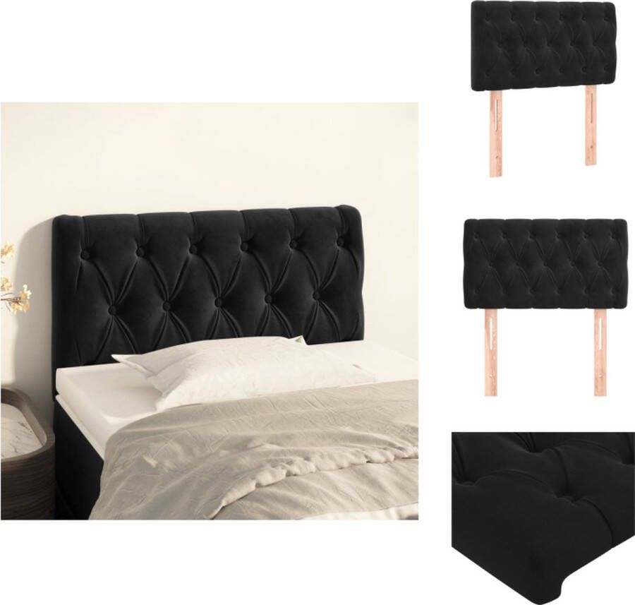 VidaXL Hoofdbord Hoofdborden Hoofdeinde Houten Hoofdbord 80x7x78 88 cm fluweel zwart - Foto 2