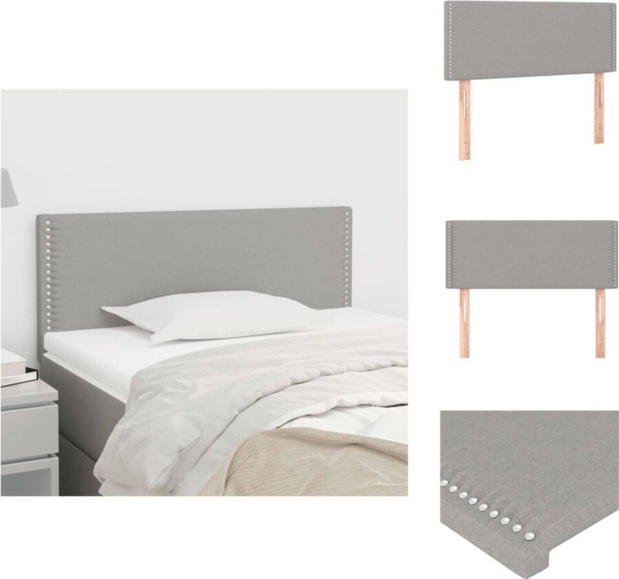VidaXL Hoofdbord Hoofdborden Hoofdeinde Houten Hoofdbord 90x5x78 88 cm stof lichtgrijs - Foto 2