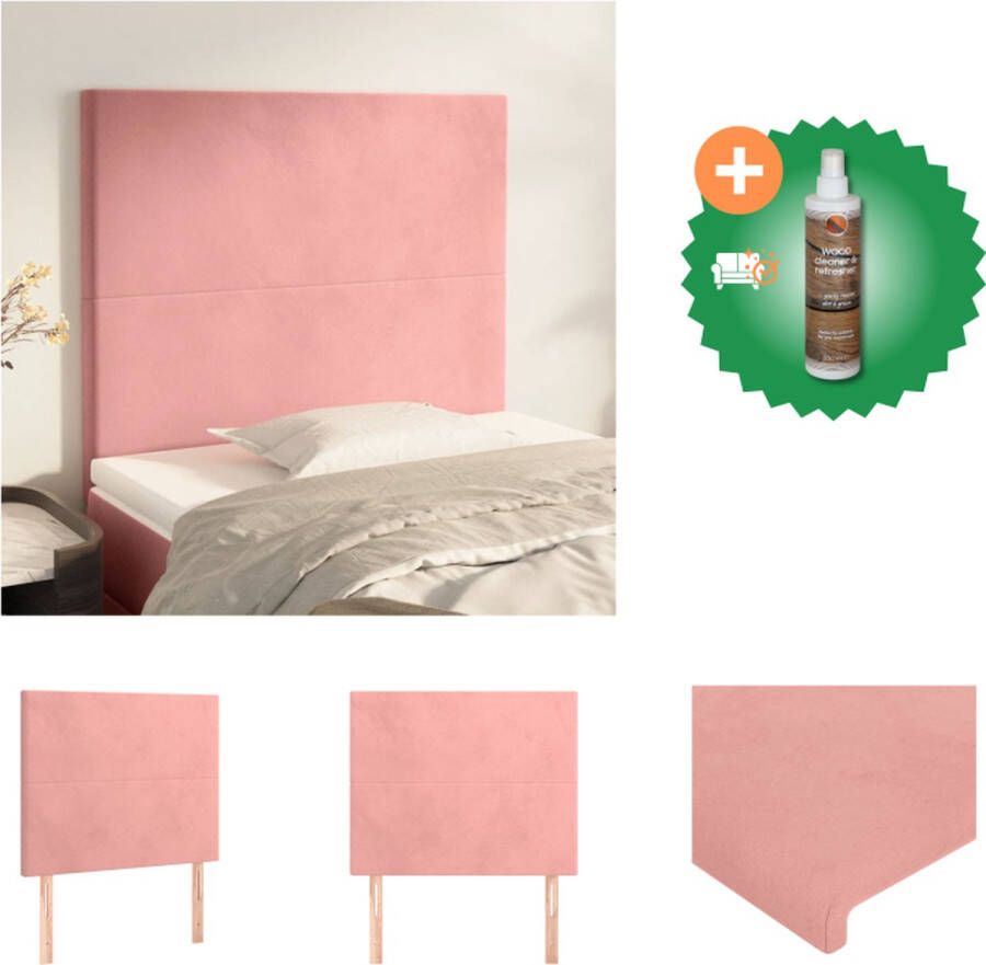 VidaXL Hoofdbord Hoofdeind 100 x 5 x 118 128 cm Roze Fluweel Bedonderdeel Inclusief Houtreiniger en verfrisser