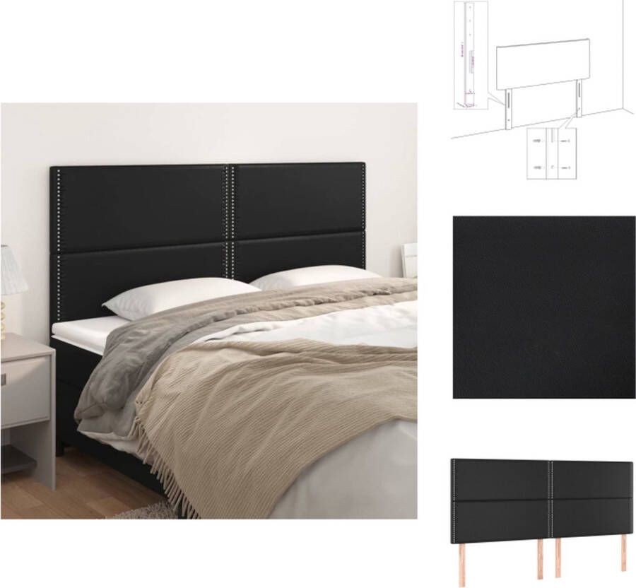 VidaXL Hoofdbord Hoofdeind 200 x 118 128 cm Kunstleer zwart Bedonderdeel