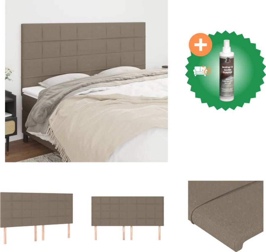 VidaXL Hoofdbord Hoofdeind 200x118 128 cm Verstelbaar Taupe Bedonderdeel Inclusief Reiniger