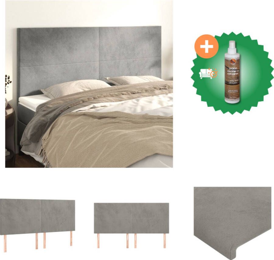 VidaXL Hoofdbord Hoofdeind 4 delig Lichtgrijs 160x5x118 128 cm Bedonderdeel Inclusief Houtreiniger en verfrisser