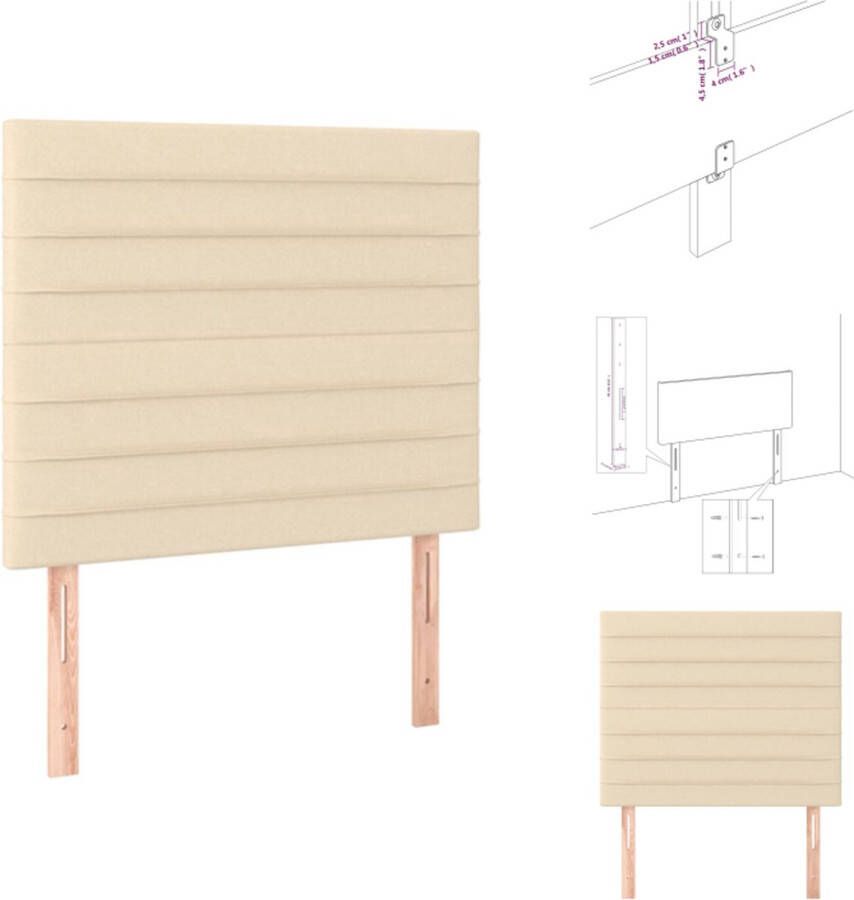 VidaXL Hoofdbord Klassiek 180 x 5 x 78 88 cm Kleur- Crème Materiaal- Stof Eigenschappen- Ademend Duurzaam Poten- Hout Verstelbare Hoogte Comfortabele Ondersteuning Bedonderdeel - Foto 2