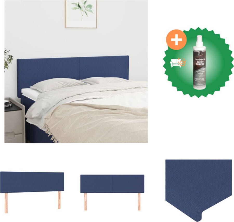 VidaXL Klassiek Hoofdbord Blauw 144 x 5 x 78 88 cm Stof (100% polyester) en bewerkt hout Verstelbare hoogte Stevige poten Bedonderdeel Inclusief Reiniger