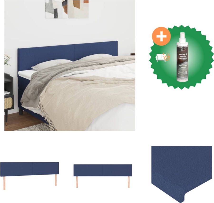 VidaXL Hoofdbord Stijlvol ontwerp Duurzaam materiaal Stevige poten Verstelbare hoogte Comfortabele ondersteuning Kleur- blauw Afmetingen- 100 x 5 x 118 128 cm Levering- 2 x hoofdeind Bedonderdeel Inclusief Reiniger