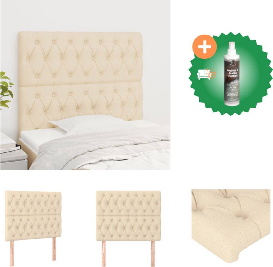 VidaXL Hoofdbord Hoofdeind 200 x 7 x 78 88 cm Crème Duurzaam materiaal Bedonderdeel Inclusief Reiniger - Foto 2