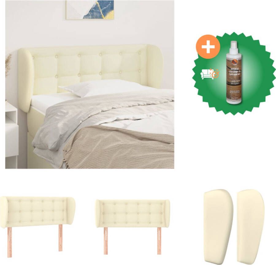 VidaXL Hoofdbord met randen 93x23x78 88 cm kunstleer crèmekleurig Bedonderdeel Inclusief Houtreiniger en verfrisser