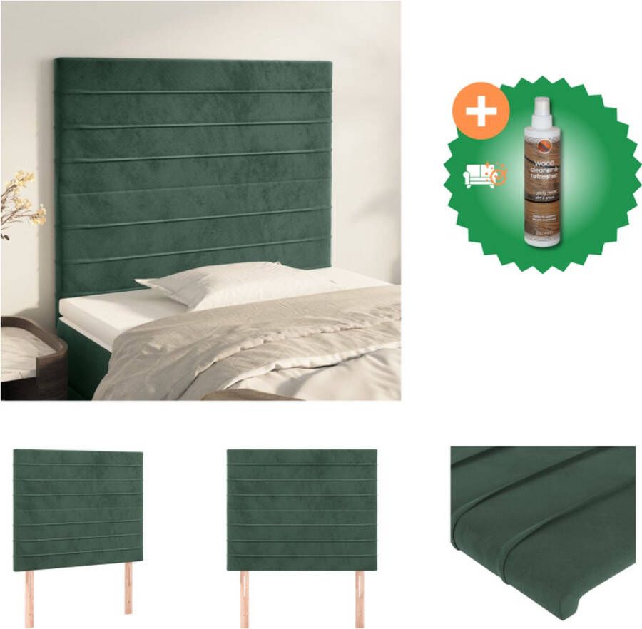 VidaXL Hoofdbord Hoofdeind Donkergroen 100x5x118 128 cm Fluweel-stof Bedonderdeel Inclusief Houtreiniger en verfrisser