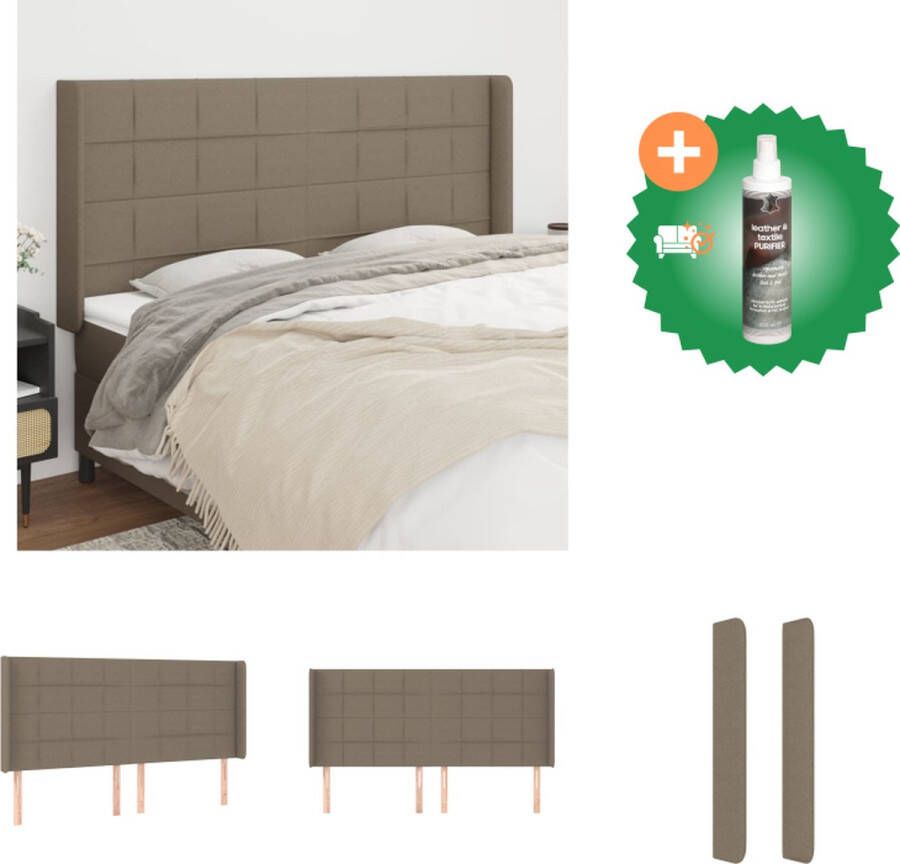 VidaXL Hoofdbord Hoofdeind en 2x rand 163x16x118 128 cm Taupe Stof (100% polyester) bewerkt hout massief larikshout Schuim gevuld Bedonderdeel Inclusief Reiniger