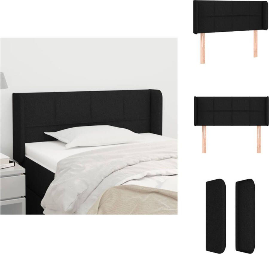 VidaXL The Living Store Hoofdbord Hoofdeind en Rand 103 x 16 x 78 88 cm Zwart Stof Hout