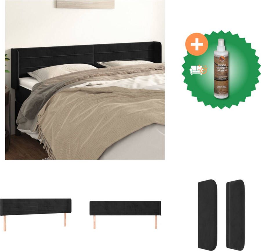 VidaXL Hoofdbord Hoofdeind en rand 183x16x78 88 cm Zwart Stof Hout Bedonderdeel Inclusief Houtreiniger en verfrisser