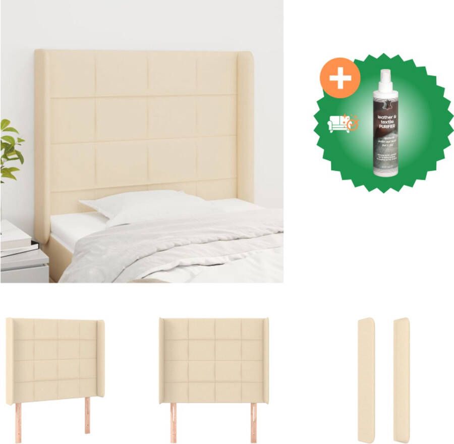 VidaXL Hoofdbord Hoofdeind en Rand 83x16x118 128 cm Duurzaam materiaal Verstelbare hoogte Comfortabele ondersteuning Crème kleur Bedonderdeel Inclusief Reiniger