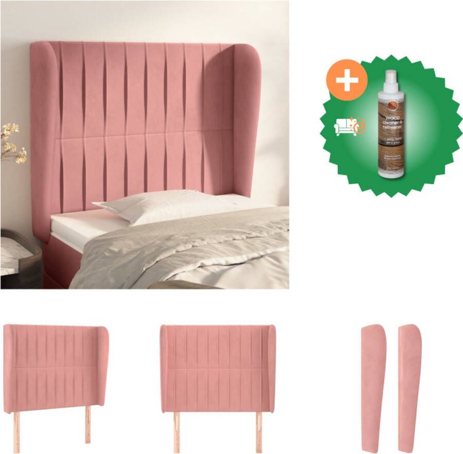 VidaXL Hoofdbord Hoofdeind en rand 83x23x118 128 cm Roze Bedonderdeel Inclusief Houtreiniger en verfrisser