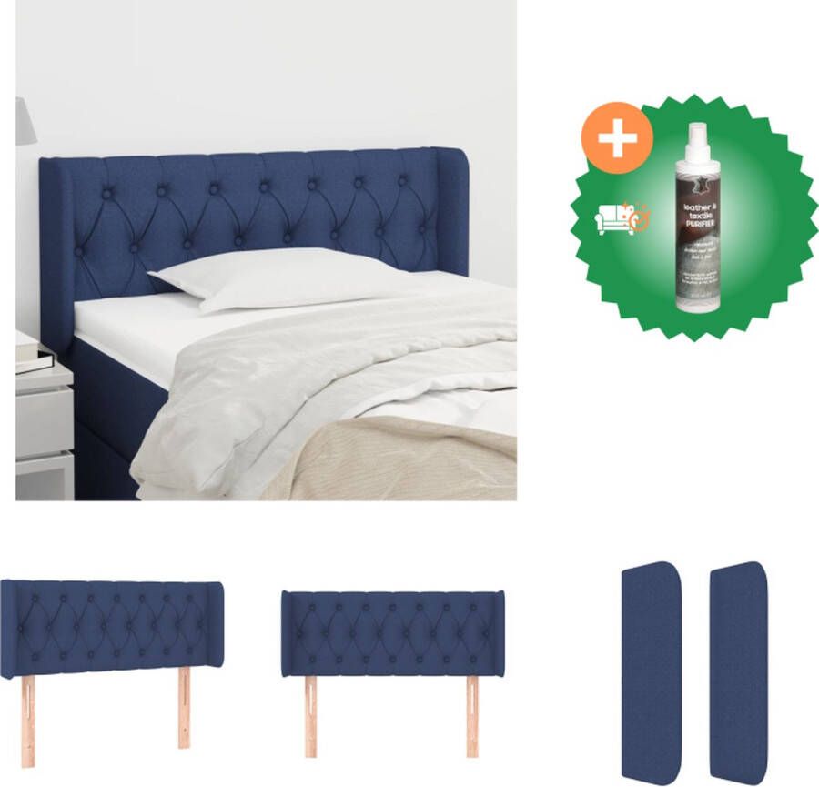 VidaXL Hoofdeind Bedombouw 93 x 16 x 78 88 cm Blauw Duurzaam stof Houten poten Verstelbare hoogte Bedonderdeel Inclusief Reiniger