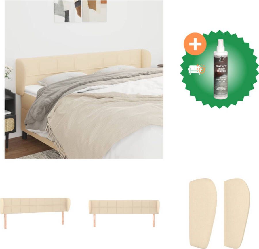 VidaXL Hoofdbord Hoofdeind en rand Crème 163x23x78 88 cm- Duurzaam materiaal Bedonderdeel Inclusief Reiniger