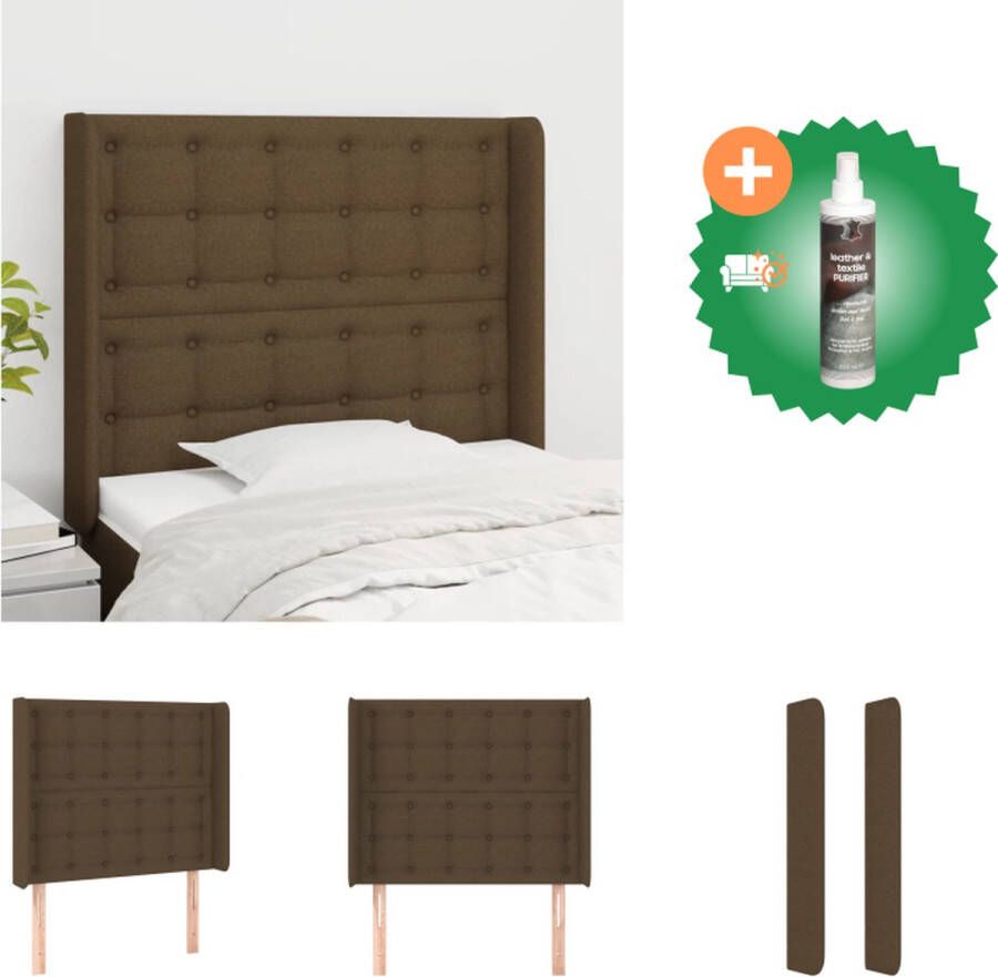 VidaXL Hoofdbord Hoofdeind en Rand donkerbruin 93x16x118 128 cm ademend en duurzaam Bedonderdeel Inclusief Reiniger