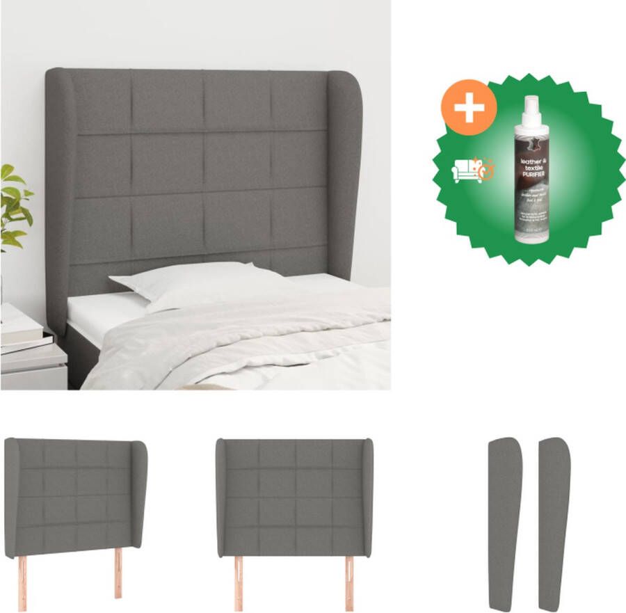 VidaXL Hoofdbord Hoofdeind en rand Donkergrijs 93x23x118 128cm Bedonderdeel Inclusief Reiniger
