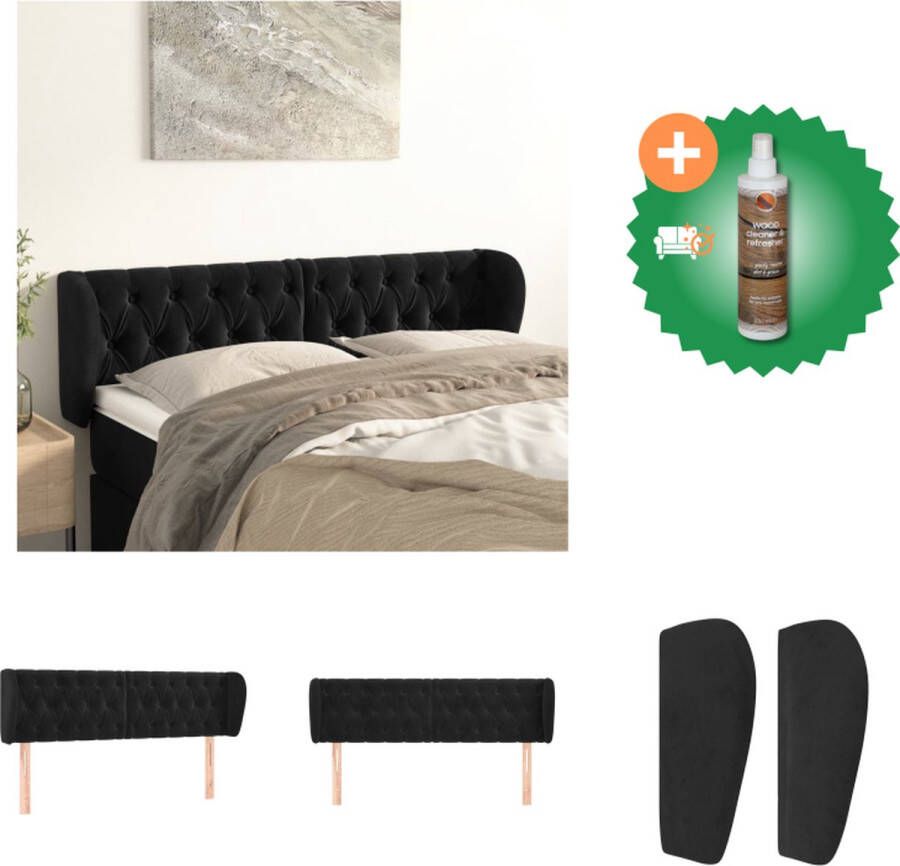 VidaXL Hoofdbord Hoofdeind en rand Fluweel Verstelbare hoogte Stevige en stabiele poten Comfortabele ondersteuning Bedonderdeel Inclusief Houtreiniger en verfrisser