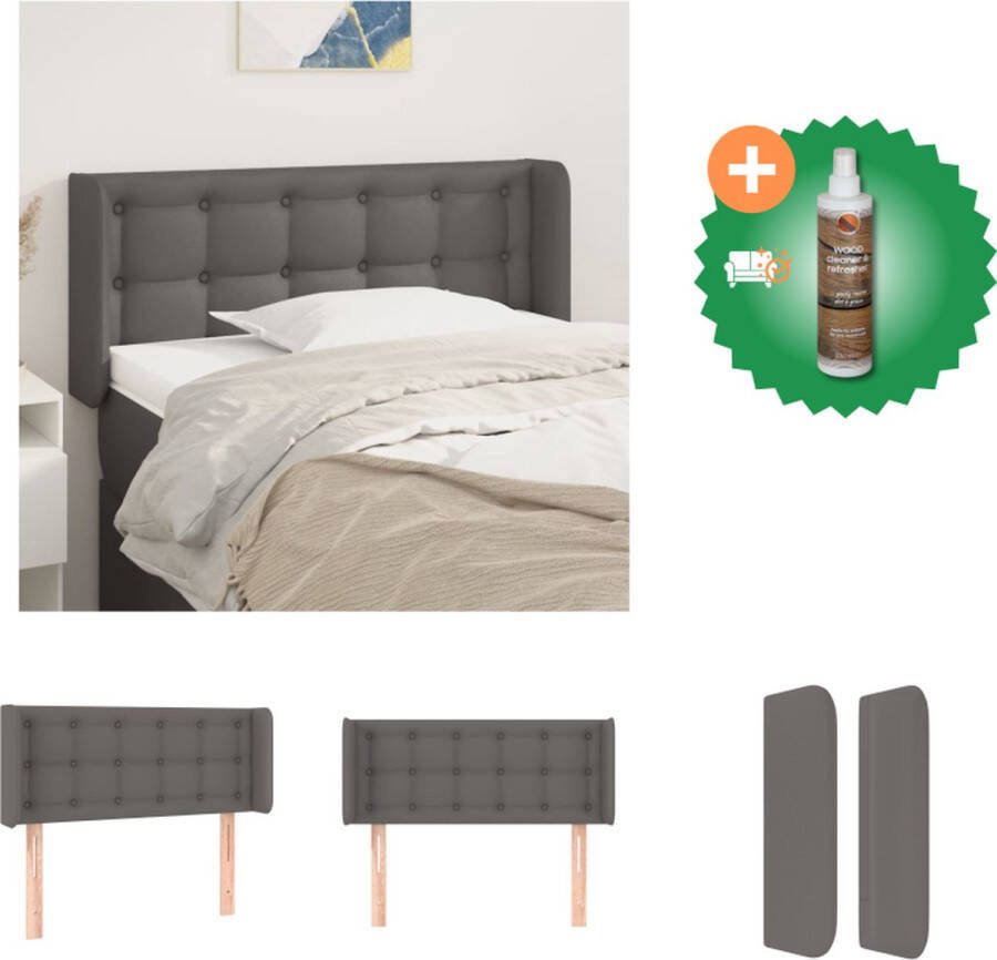 VidaXL Hoofdbord Hoofdeind en Rand Grijs Kunstleer Verstelbare Hoogte Stevige Poten Bedonderdeel Inclusief Houtreiniger en verfrisser