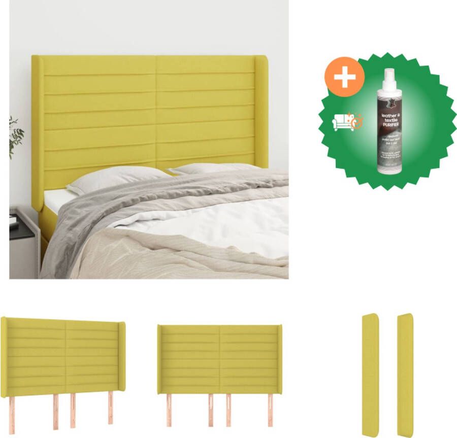 VidaXL Hoofdbord Hoofdeind en rand Groen 147x16x118 128 cm Duurzaam materiaal Bedonderdeel Inclusief Reiniger