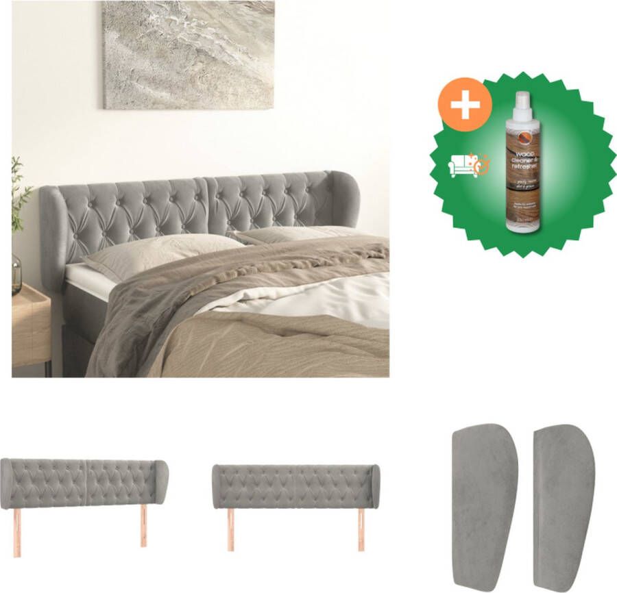 VidaXL Hoofdbord Hoofdeind en Rand in Lichtgrijs Verstelbare Hoogte Houten Poten Comfortabele Ondersteuning Afmetingen 163 x 23 x 78 88 cm Bedonderdeel Inclusief Houtreiniger en verfrisser