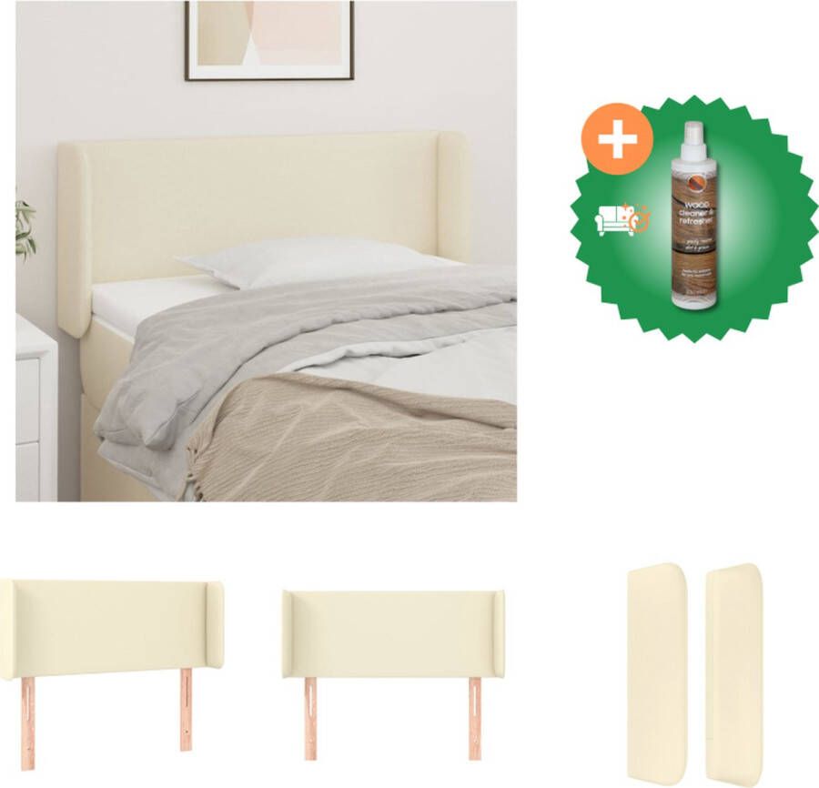 VidaXL Hoofdbord Hoofdeind en rand Kunstleren bedombouw Verstelbare hoogte Crème 93 x 16 x 78 88 cm Bedonderdeel Inclusief Houtreiniger en verfrisser
