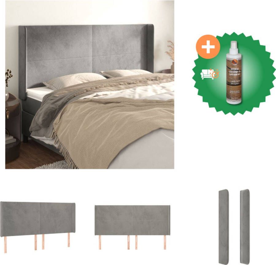 VidaXL Hoofdbord Hoofdeind en rand Lichtgrijs 163 x 16 x 118 128 cm Bedonderdeel Inclusief Houtreiniger en verfrisser