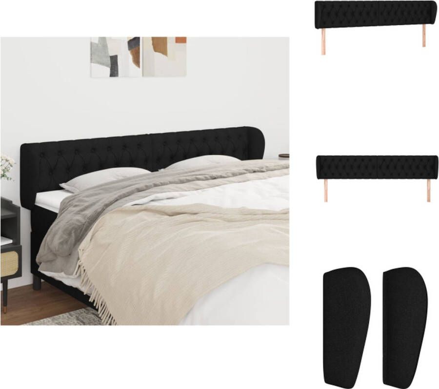 VidaXL Hoofdbord Hoofdeind en rand van hoogwaardig stof en hout Verstelbare hoogte Comfortabele ondersteuning Zwart 203 x 23 x 78 88 cm Bedonderdeel