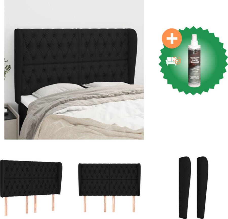 VidaXL Klassiek Hoofdbord Zwart 163 x 23 x 118 128 cm Duurzaam materiaal Stevige poten Bedonderdeel Inclusief Reiniger