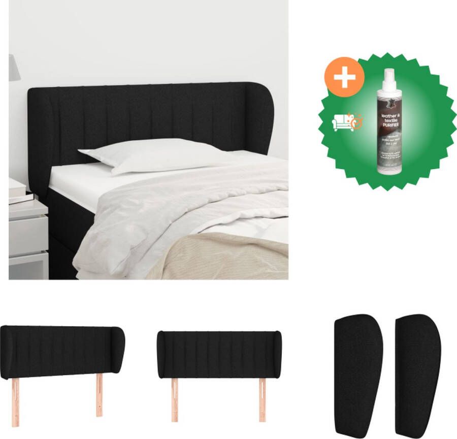 VidaXL Hoofdbord Hoofdeind en rand Zwart stof 93 x 23 x 78 88 cm Duurzaam en verstelbaar Bedonderdeel Inclusief Reiniger