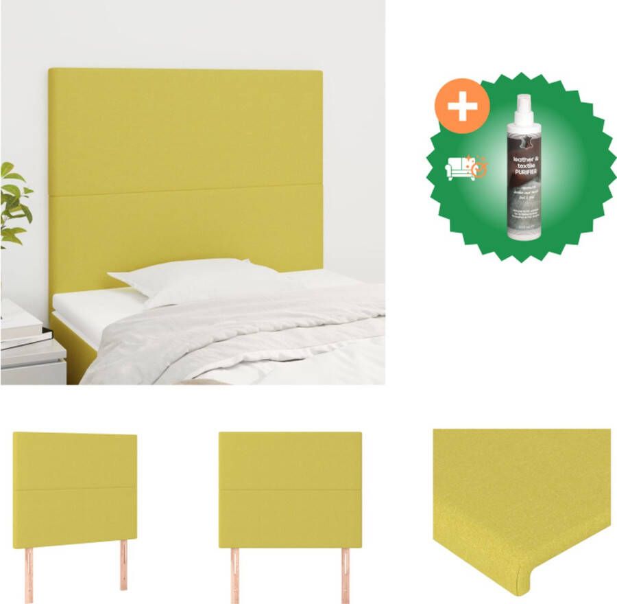 VidaXL Hoofdbord Hoofdeind Groen 100 x 5 x 118 128 cm Verstelbaar Stof Massief Larikshout Bedonderdeel Inclusief Reiniger
