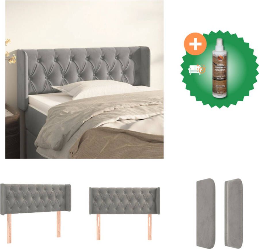 VidaXL Hoofdbord  Hoofdeind Lichtgrijs 103 x 16 x 78 88 cm Bedonderdeel Inclusief Houtreiniger en verfrisser